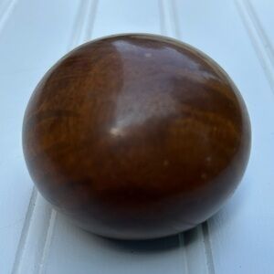 Vintage Wood Paperweight Wooden Decorative Sphere Myrtle Wood Oregon MCM